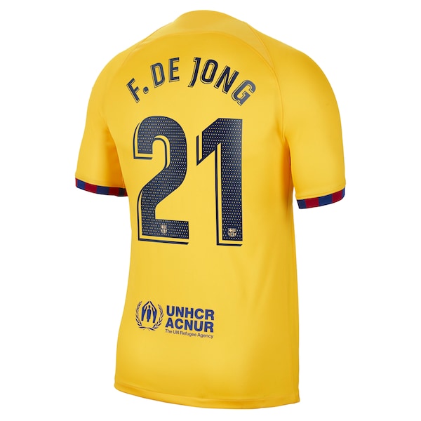 Frenkie de Jong Barcelona Nike Youth 2022/23 Fourth Breathe Stadium Replica Player Jersey - Yellow