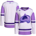 Colorado Avalanche adidas Hockey Fights Cancer Primegreen Authentic Blank Practice Jersey - White/Purple