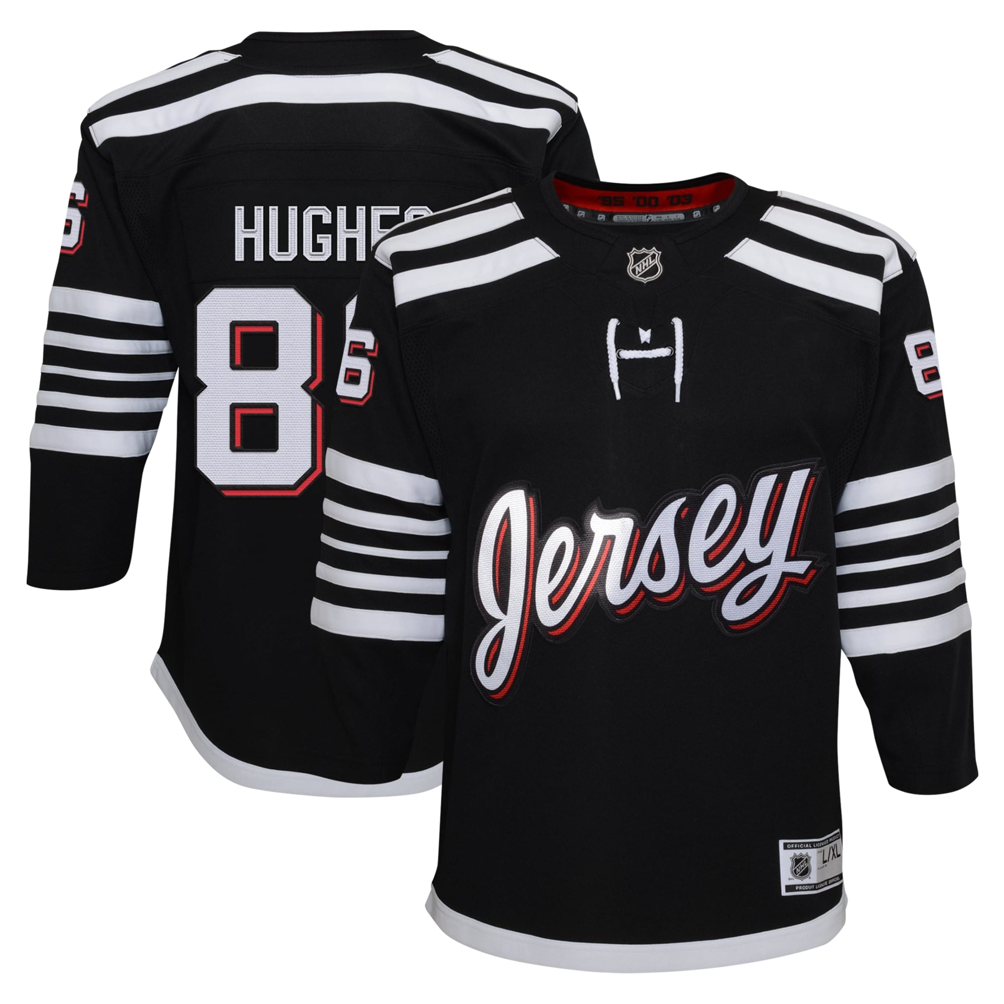 Jack Hughes New Jersey Devils Youth Home Premier Player Jersey - Red/Black