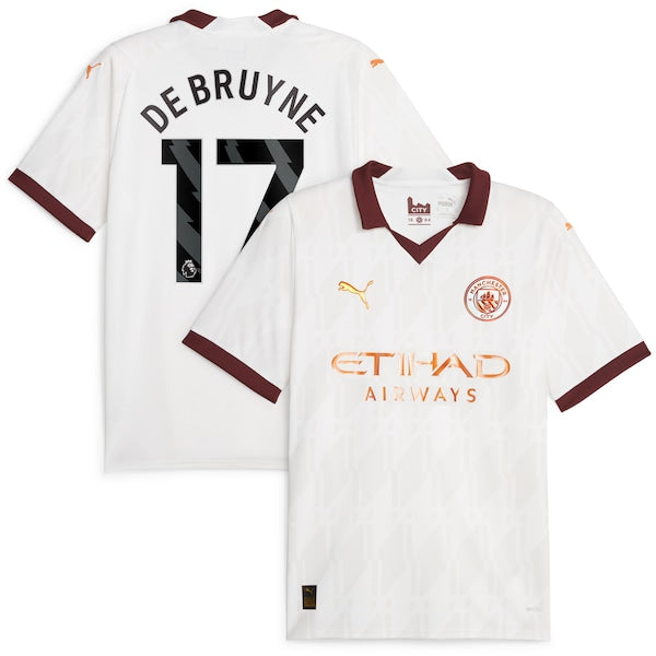 Kevin De Bruyne Manchester City Puma 2023/24 Away Replica Jersey - White