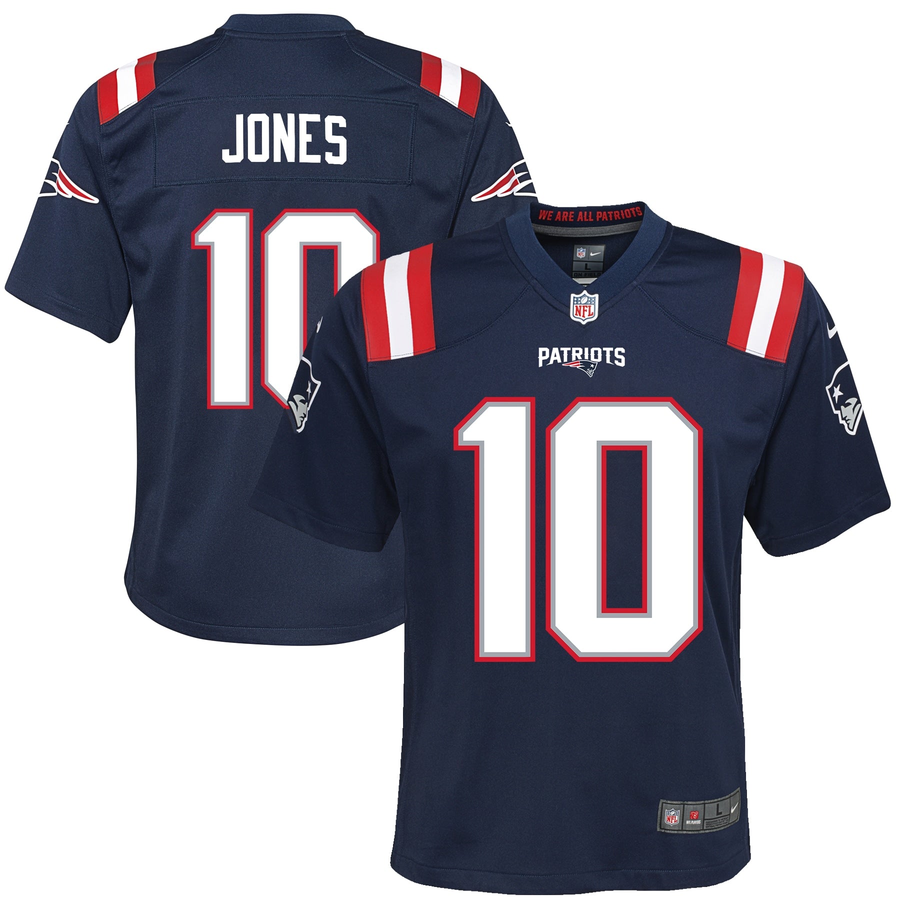 Mac Jones New England Patriots Nike Youth Game Jersey - Red/Navy/White