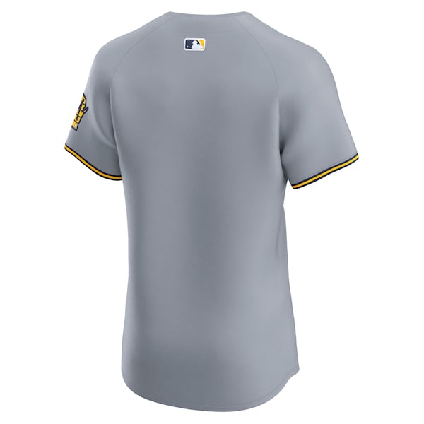Milwaukee Brewers Nike Road Vapor Premier Elite Patch Jersey - Gray