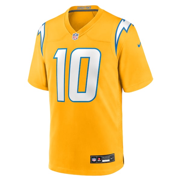 Justin Herbert Los Angeles Chargers Nike Alternate Charger Power Game Player Jersey - Gold/Navy/Powder Blue