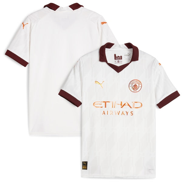 Manchester City Puma Youth 2023/24 Away Replica Jersey - White