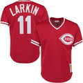 Barry Larkin Cincinnati Reds Cooperstown Collection Mesh Batting Practice Button-Up Jersey - Red
