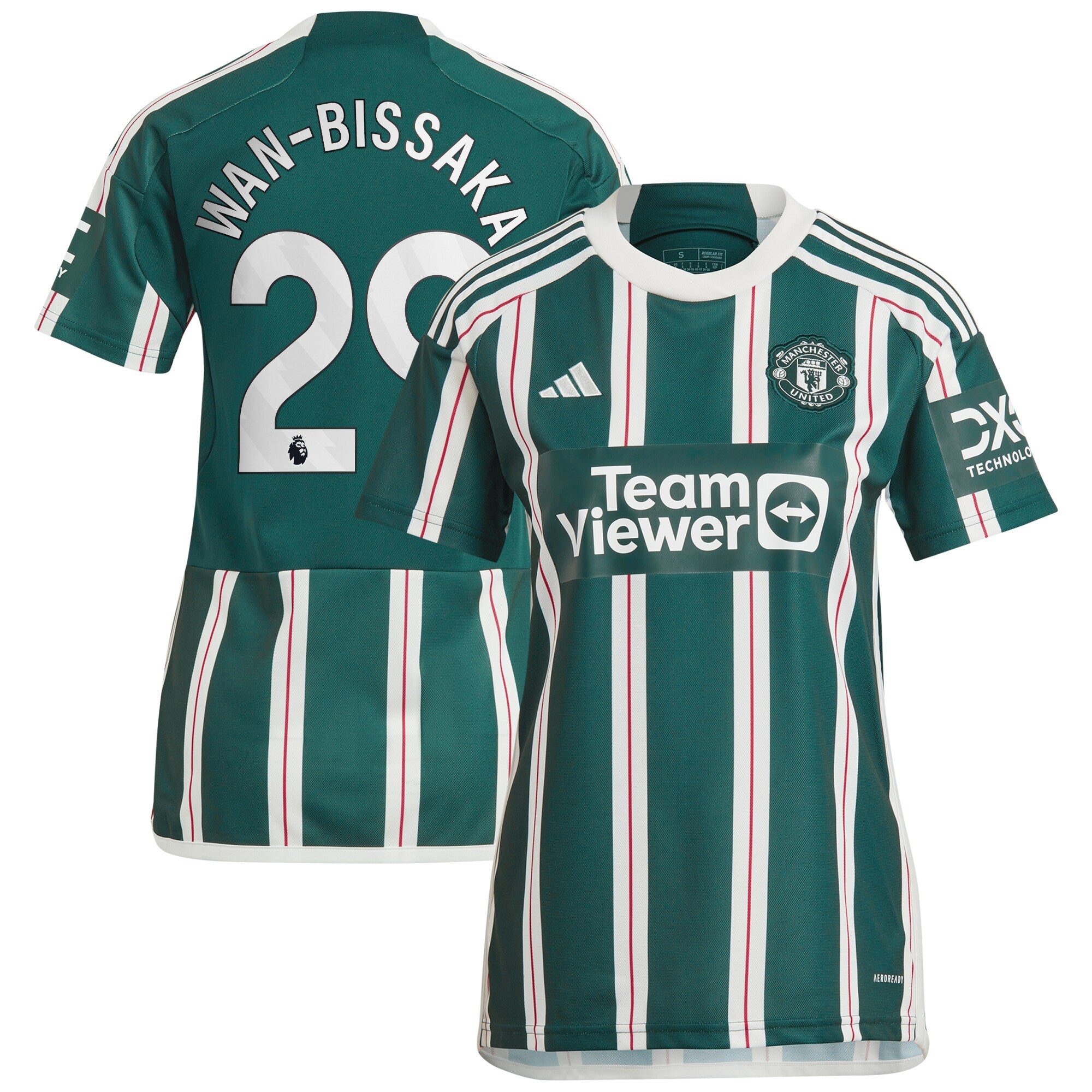 Aaron Wan-Bissaka Manchester United adidas Women's 2023/24 Home Replica Player Jersey - Red/Green