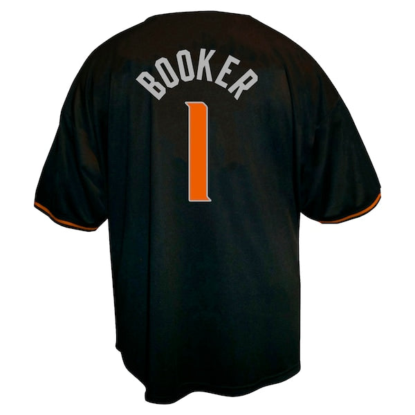 Devin Booker Phoenix Suns Profile Big & Tall Name & Number Button-Up Jersey - Black