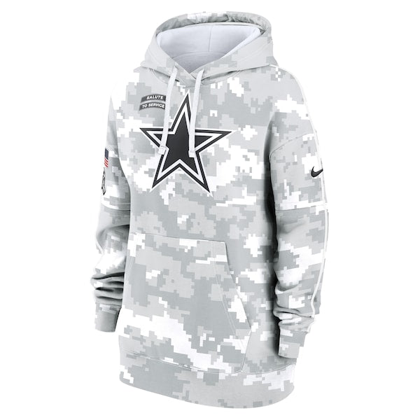 Dallas Cowboys Nike Women's 2024 Salute To Service Club Fleece Pullover Hoodie - Arctic Camo