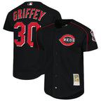 Ken Griffey Jr. Cincinnati Reds Cooperstown Collection Authentic Mesh Batting Practice Jersey - Black
