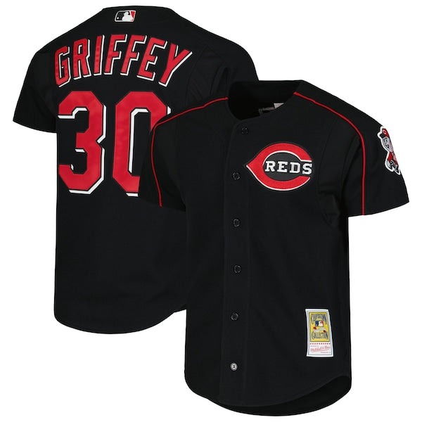 Ken Griffey Jr. Cincinnati Reds Cooperstown Collection Authentic Mesh Batting Practice Jersey - Black