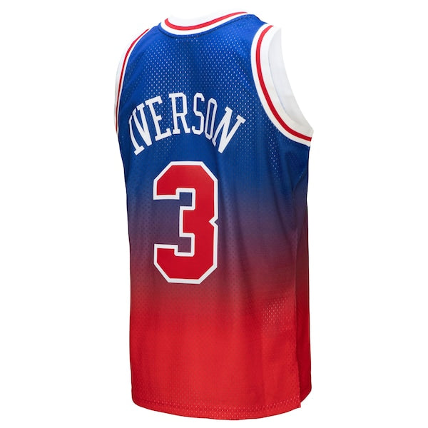 Allen Iverson Philadelphia 76ers 1996/97 Hardwood Classics Fadeaway Swingman Player Jersey - Red/Royal