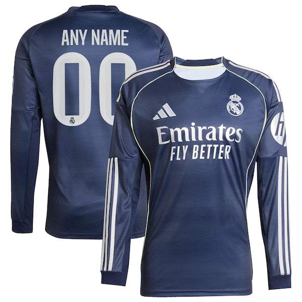 Los Merengues adidas 2025/26 Away Long Sleeve Replica Custom Jersey - Blue/White