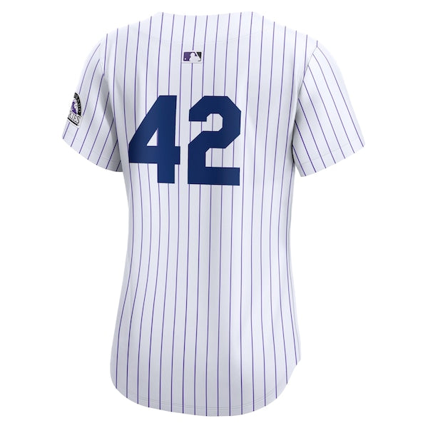 Colorado Rockies Nike Women's 2024 Jackie Robinson Day Home Limited Jersey – White