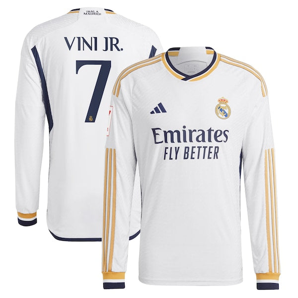 Vini Jr. Los Merengues adidas Home 2023/24 Authentic Long Sleeve Jersey - White