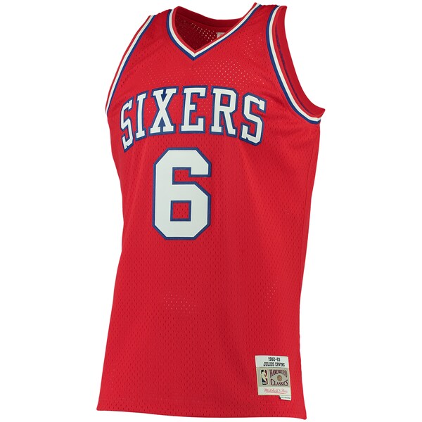 Julius Erving Philadelphia 76ers 1982/83 Big & Tall Hardwood Classics Swingman Jersey - Red