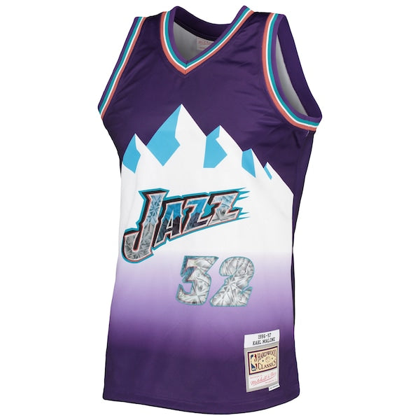 Karl Malone Utah Jazz 1996/97 Hardwood Classics NBA 75th Anniversary Diamond Swingman Jersey - Purple