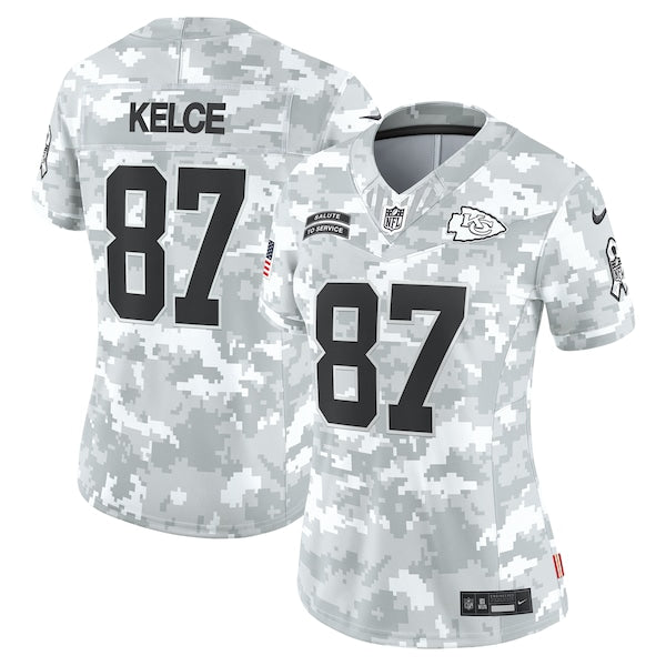 Travis Kelce Kansas City Chiefs Nike Women's 2024 Salute to Service Limited Jersey - Arctic Camo