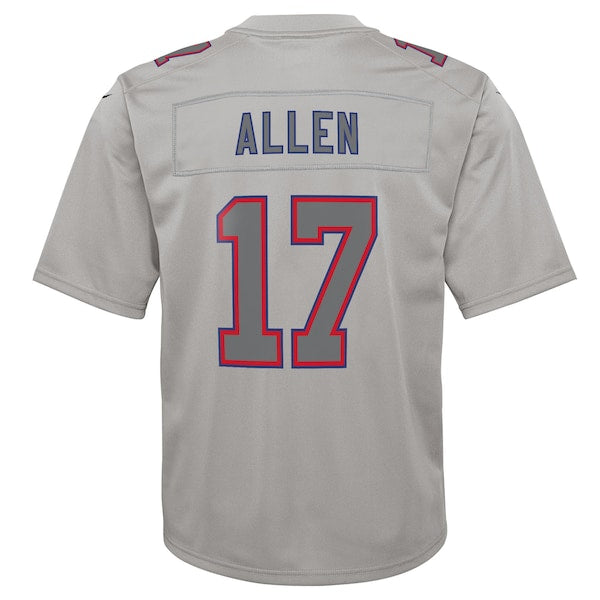 Josh Allen Buffalo Bills Nike Youth Atmosphere Game Jersey - Gray