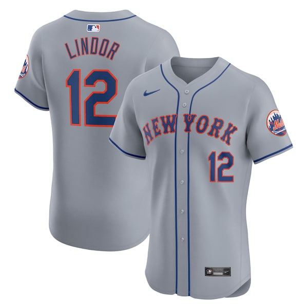 Francisco Lindor New York Mets Nike Road Elite Player Jersey - Gray