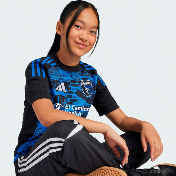 San Jose Earthquakes adidas Youth 2025 Headliner Replica Jersey - Black