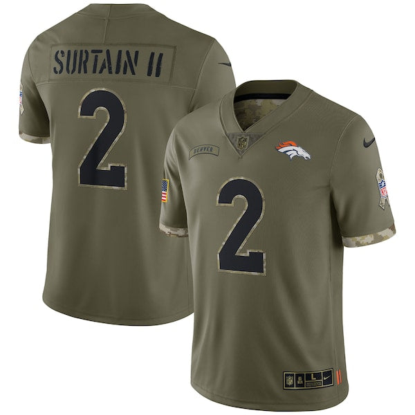 Men's Denver Broncos Patrick Surtain II Nike Olive Salute To Service Limited Jersey