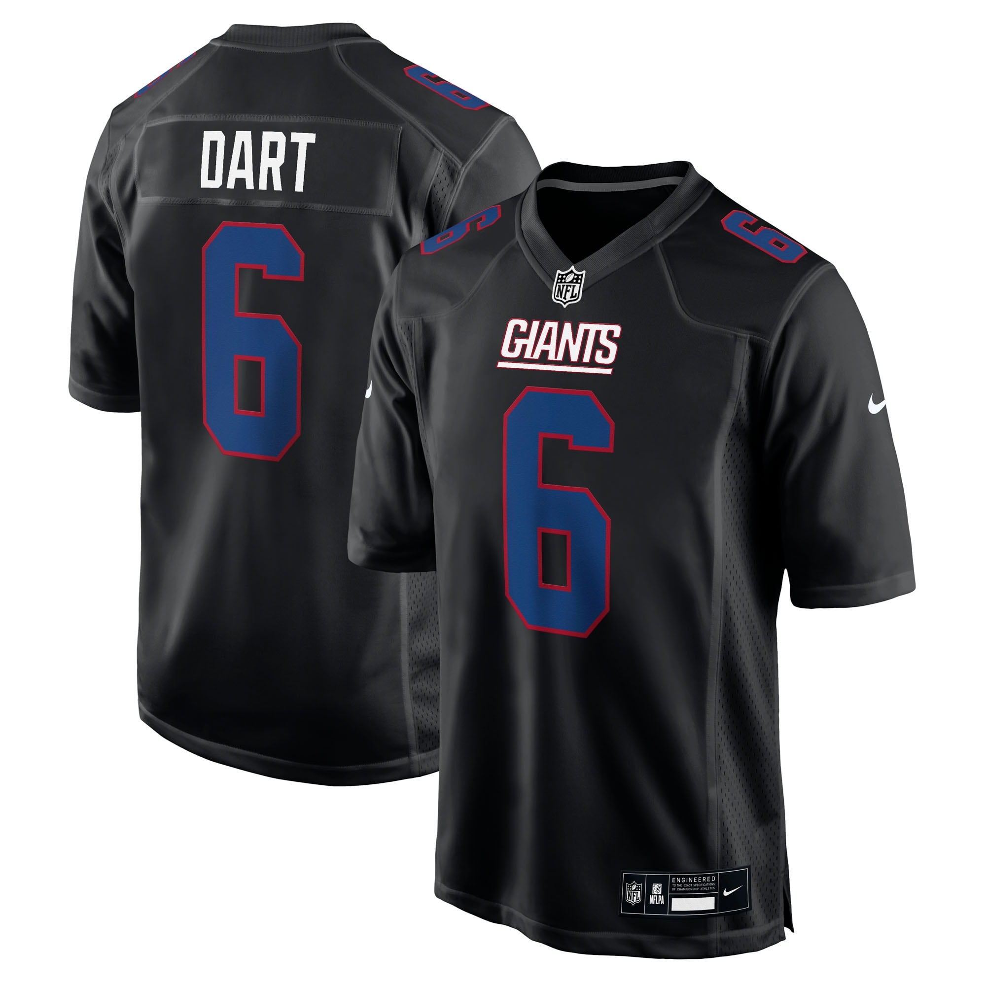 Men's New York Giants Jaxson Dart Nike Tundra White Fashion Game Jersey - Black/White
