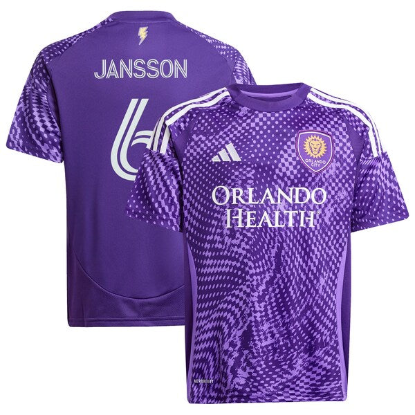 Robin Jansson Orlando City SC adidas Youth 2025 Perfect Storm Replica Player Jersey - Purple