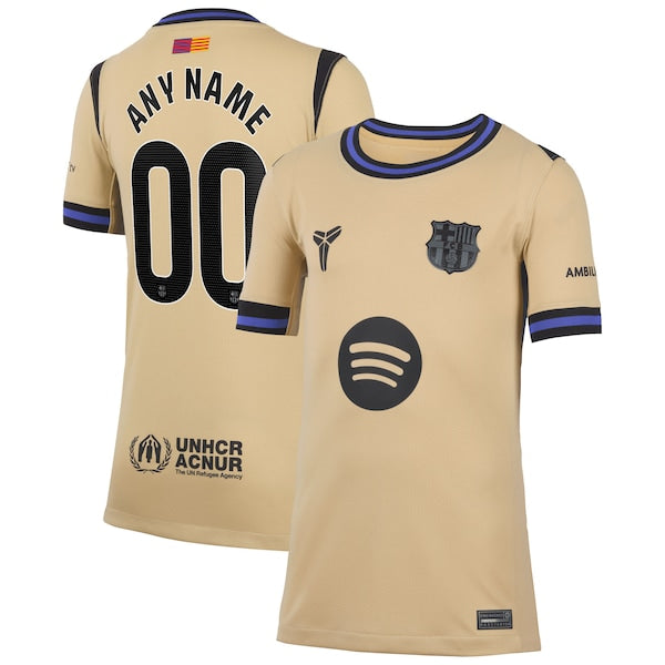 Barcelona Nike Youth 2025/26 Away Stadium Replica Custom Jersey - Gold/Blue