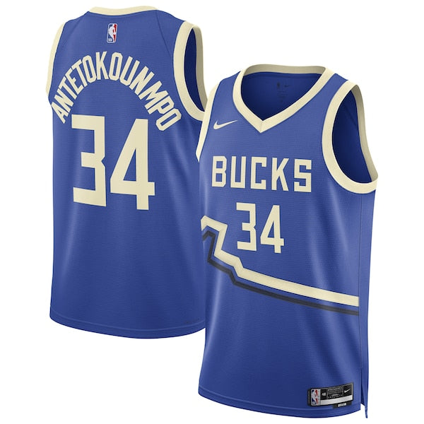 Giannis Antetokounmpo Milwaukee Bucks Nike Unisex 2024/25 Swingman Player Jersey - City Edition - Royal