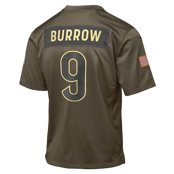 Joe Burrow Cincinnati Bengals Nike Youth 2025 Salute to Service Game Jersey - Olive