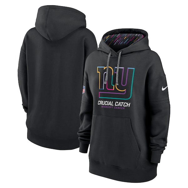New York Giants Nike Women's 2024 NFL Crucial Catch Club Pullover Hoodie - Black