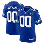 Seattle Seahawks Nike 50th Season Throwback Custom Game Jersey - Royal/College Navy