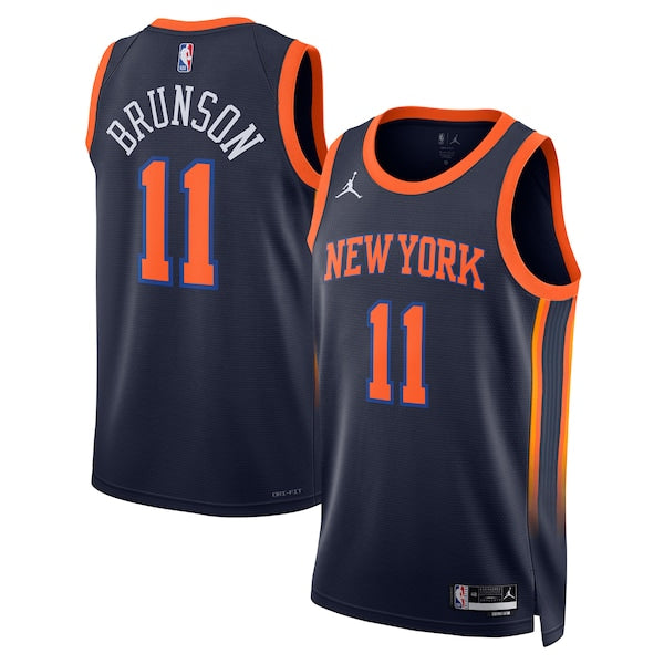 Jalen Brunson New York Knicks Jordan Brand Unisex Swingman Player Jersey - Statement Edition - Navy