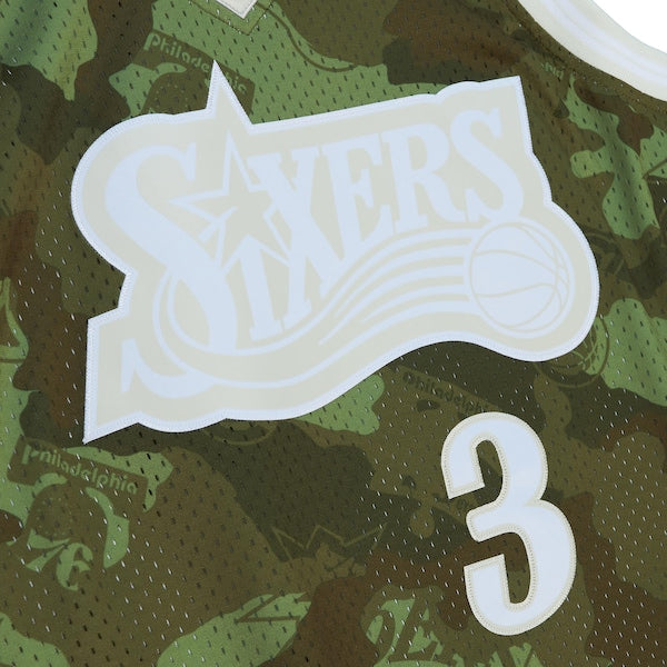 Allen Iverson Philadelphia 76ers Hardwood Classics 1997/98 Ghost Green Swingman Jersey - Camo