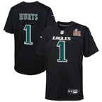 Jalen Hurts Philadelphia Eagles Nike Youth Super Bowl LIX Patch Fashion Game Player Jersey - Carbon Black