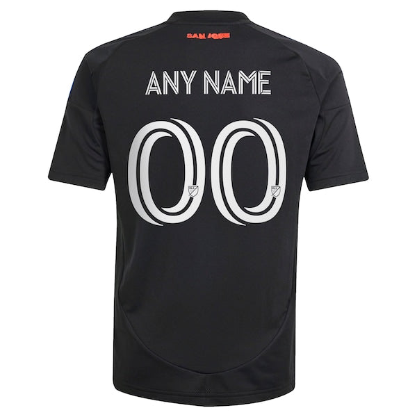 San Jose Earthquakes adidas Youth 2025 Headliner Replica Custom Jersey - Black