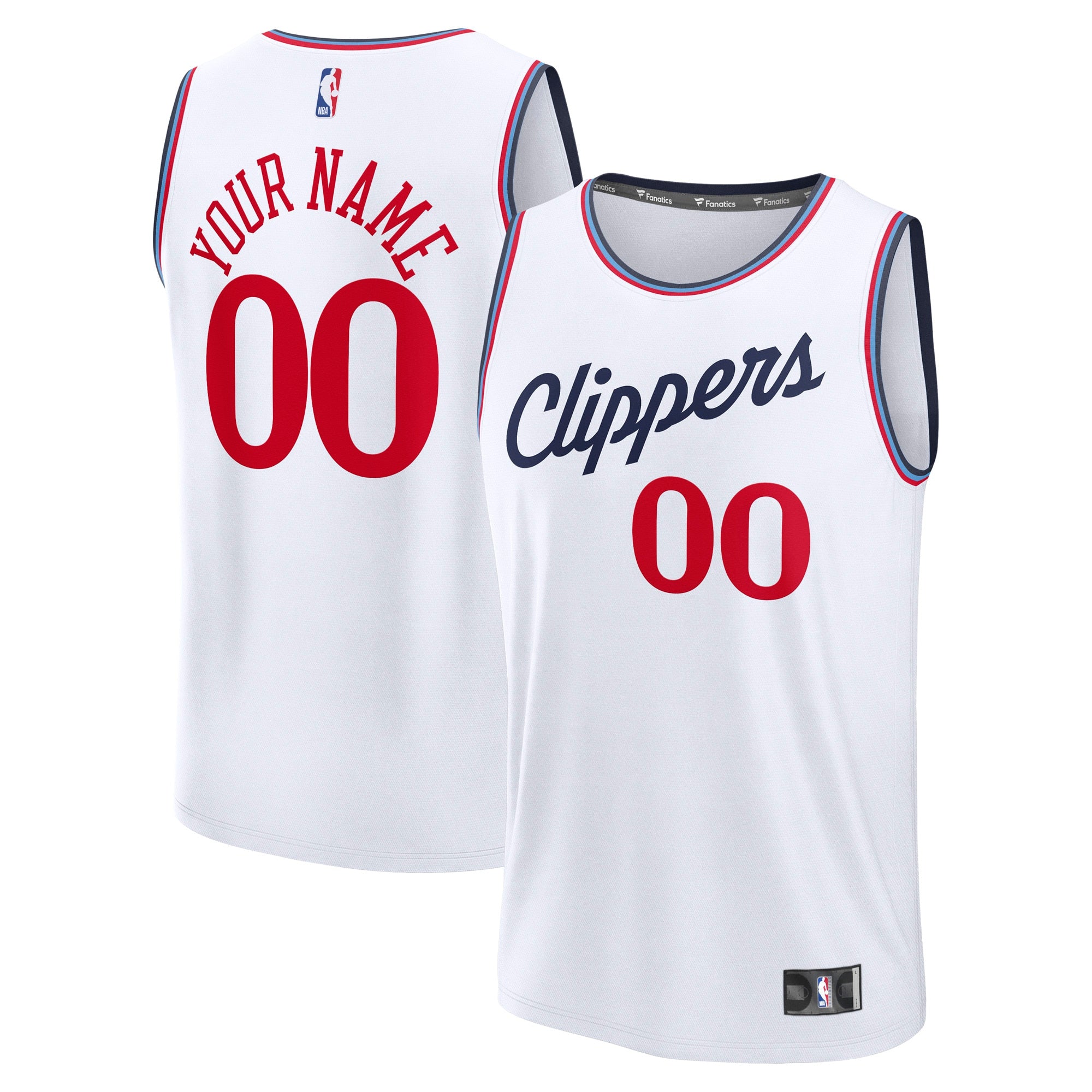 LA Clippers  Youth Fast Break Custom Replica Jersey - Navy  - Icon Edition/White/Red