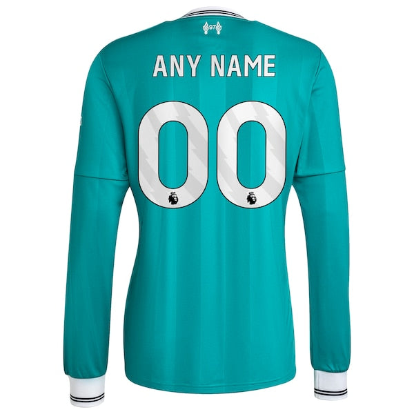 Liverpool adidas 2025/26 Third Replica Long Sleeve Custom Jersey - Green
