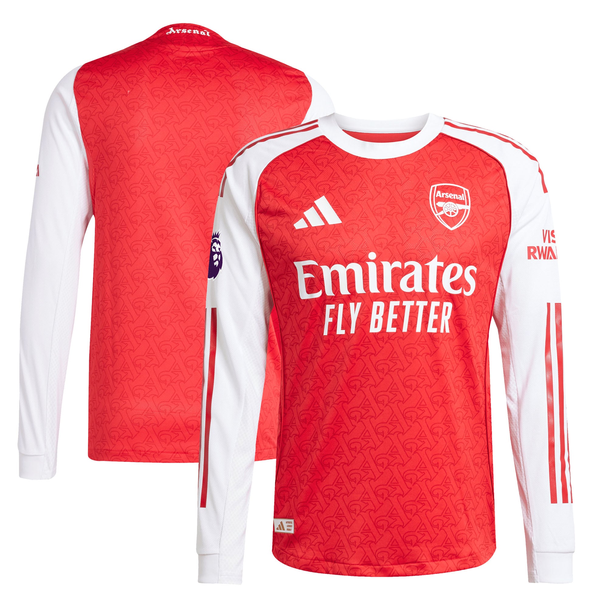 Arsenal adidas 2025/26 Away Authentic Long Sleeve Jersey with Patch - Blue/Red