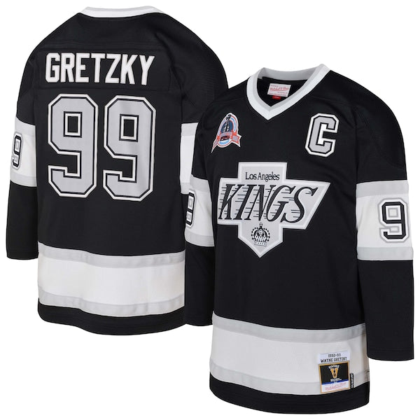 Wayne Gretzky Los Angeles Kings  Youth 1992/93 Captain Patch Power Play Player Jersey - Black/White