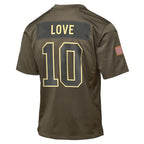 Jordan Love Green Bay Packers Nike Youth 2025 Salute to Service Game Jersey - Olive