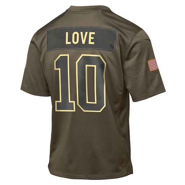 Jordan Love Green Bay Packers Nike Youth 2025 Salute to Service Game Jersey - Olive