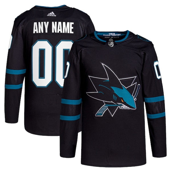 San Jose Sharks adidas  Alternate  Primegreen Authentic Custom Jersey - Black
