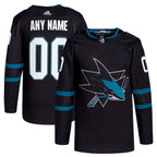 San Jose Sharks adidas  Alternate  Primegreen Authentic Custom Jersey - Black
