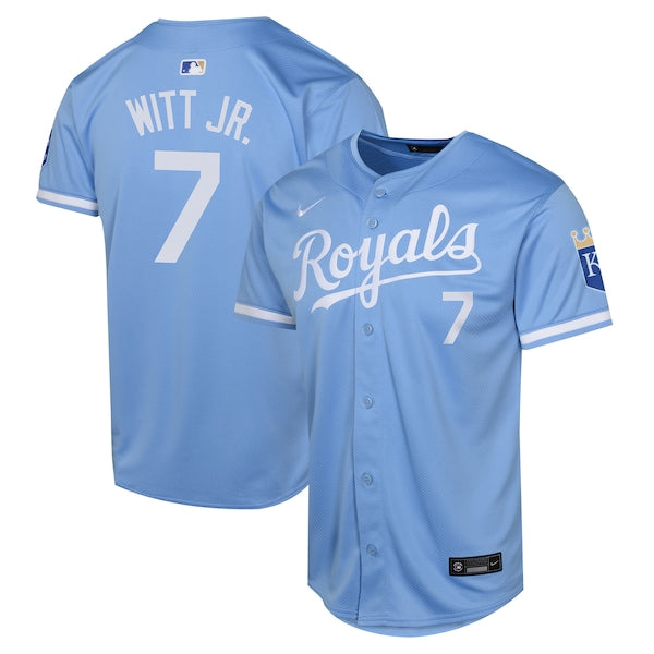 Bobby Witt Kansas City Royals Nike Youth Alternate Limited Player Jersey – Light Blue