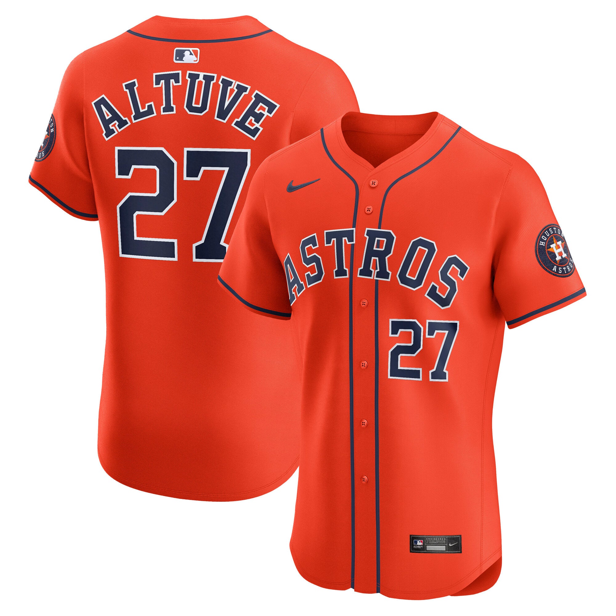 Jose Altuve Houston Astros Nike Alternate 2 Elite Player Jersey - Navy/Orange