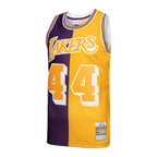Jerry West Los Angeles Lakers Hardwood Classics 1971/72 Split Swingman Jersey - Purple/Gold