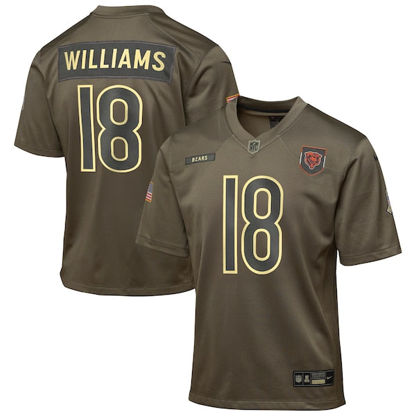 Caleb Williams Chicago Bears Nike Youth 2025 Salute to Service Game Jersey - Olive