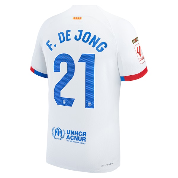 Frenkie de Jong Barcelona Nike 2023/24 Away Authentic Jersey - White/Aqua/Royal
