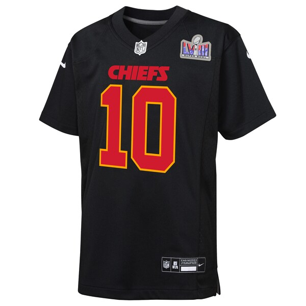 Isiah Pacheco Kansas City Chiefs Nike Youth Super Bowl LVIII Patch Carbon Fashion Game Jersey - Black